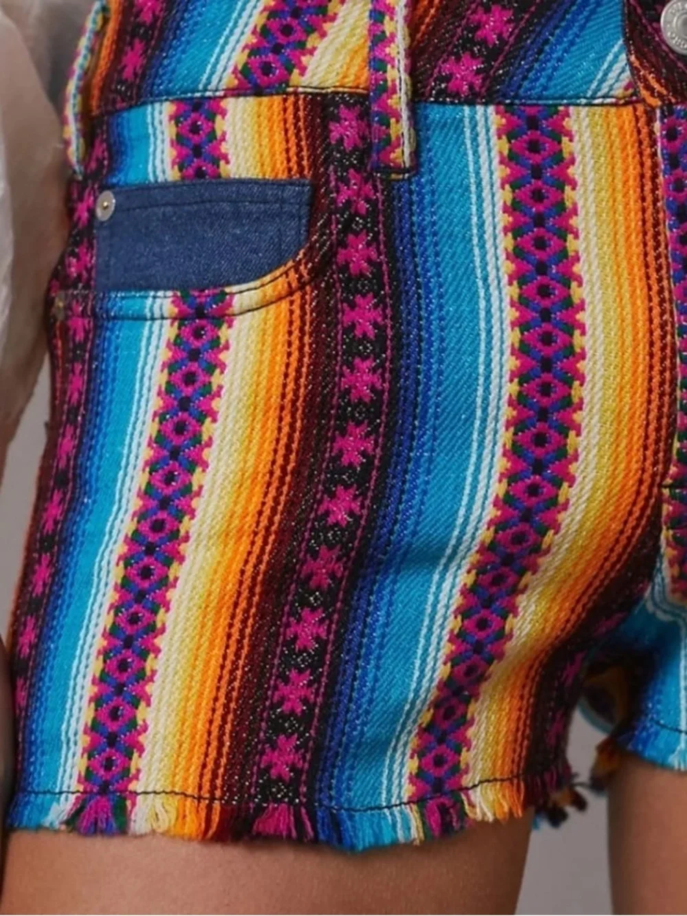Anthropologie Multicolor Striped Festival Jean Shorts - Picture 4 of 11